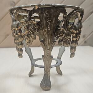 Vintage Brass Plant Bowl Pot Holder Grape Cluster India Collectible Home Decor